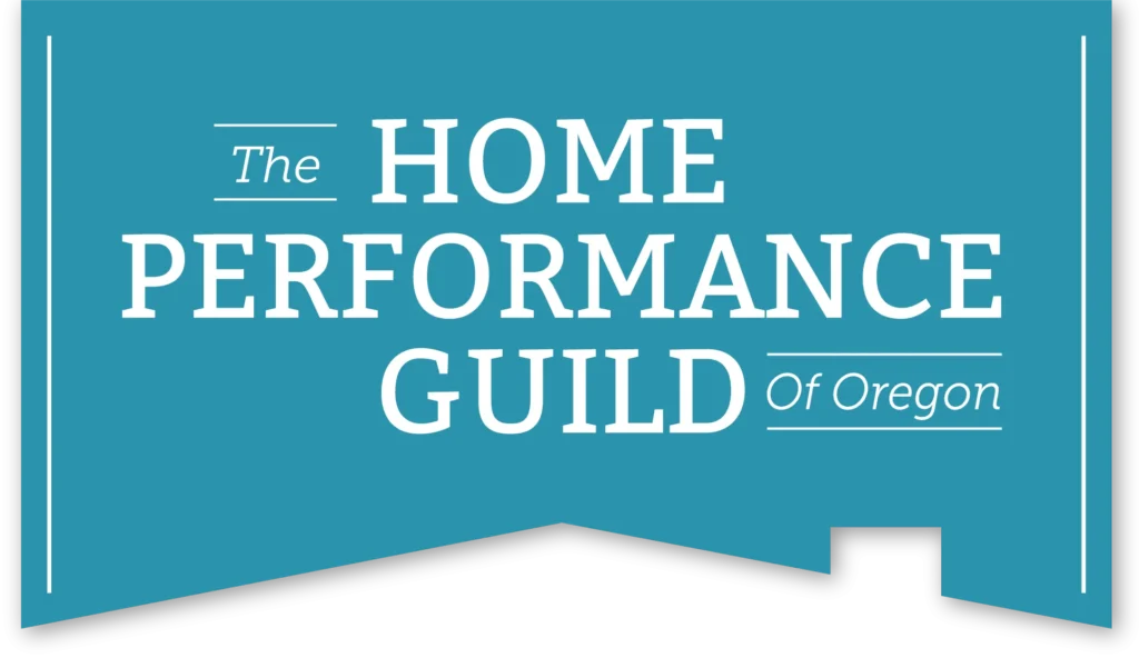 The Home Performance Guild of Oregon logo in full color with stylized house and leaf design.